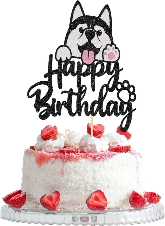 Confetti! Happy Birthday Husky Cake Topper and Animal/Pet Puppy Theme Party Supplies for a Furry Fun Time - Image 1